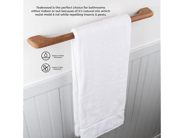Whitecap 62332 Teak Long Towel-Bar, Beige 23-inch