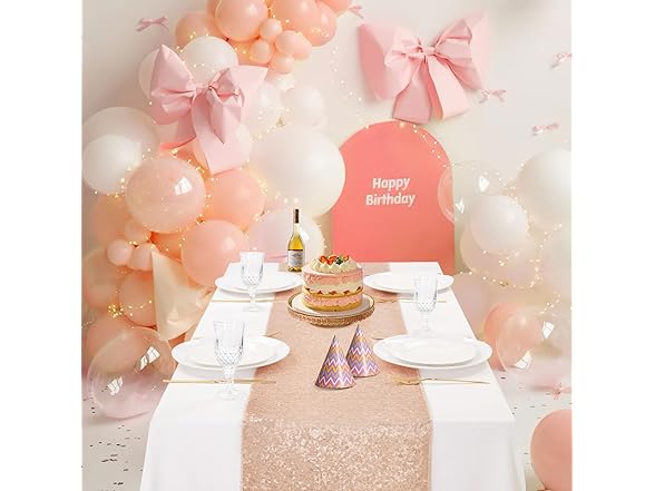 B-COOL Rose Gold Sequin Table Runner 12 Pack 