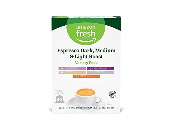 50ct Amazon Fresh Espresso Dark, Medium & Light
