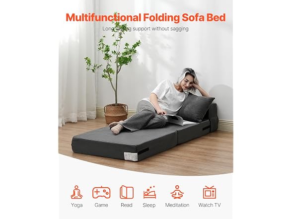 Folding Sofa Bed, 3-in-1 Foldable Couch