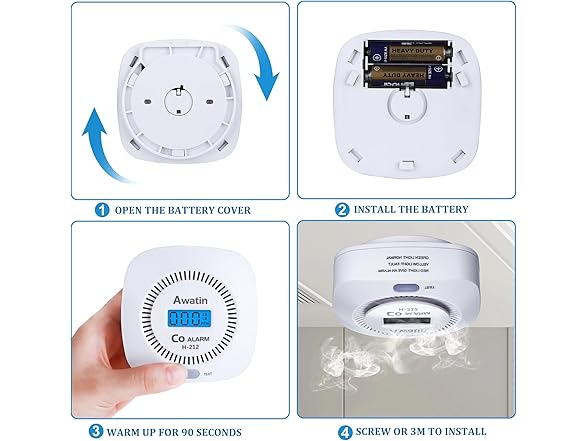 Awatin 2 Pack Carbon Monoxide Detectors