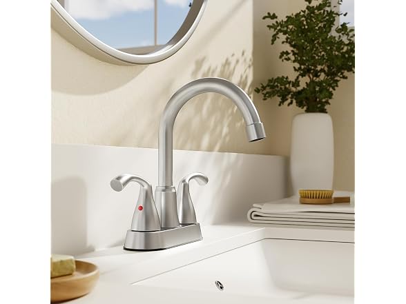 Phiestina Centerset 4" Brushed Nickel Bathroom Faucet