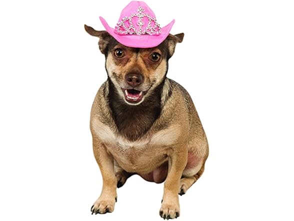 Rubies Rubie's Pink Cowgirl Dog Hat with Tiara, S/M