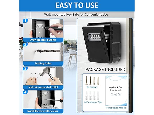 Wall Mount Waterproof Key Lockbox
