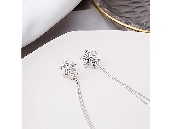 Spiritrain Long Snowflake Tassel Earrings