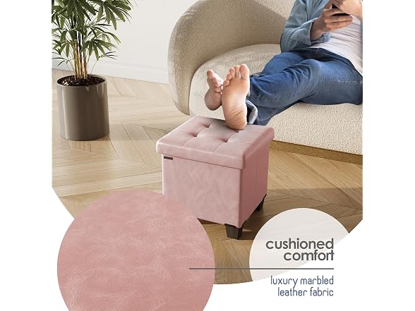 Storage Ottoman Cube Bin 15in Pink