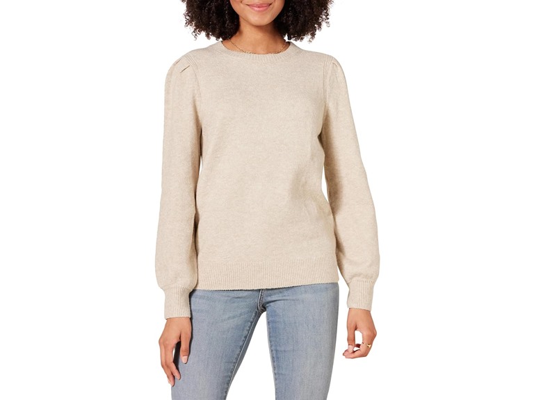 Amazon Essentials Womens Soft Touch Pleated Shoulder Crewneck Sweater