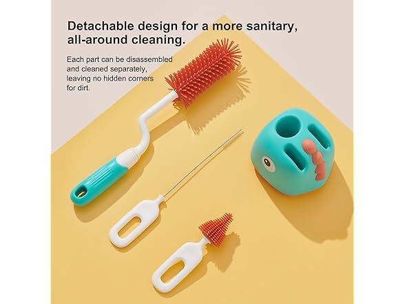 Rabbit Baba Silicone 4-in-1 Baby Bottle Brush Set