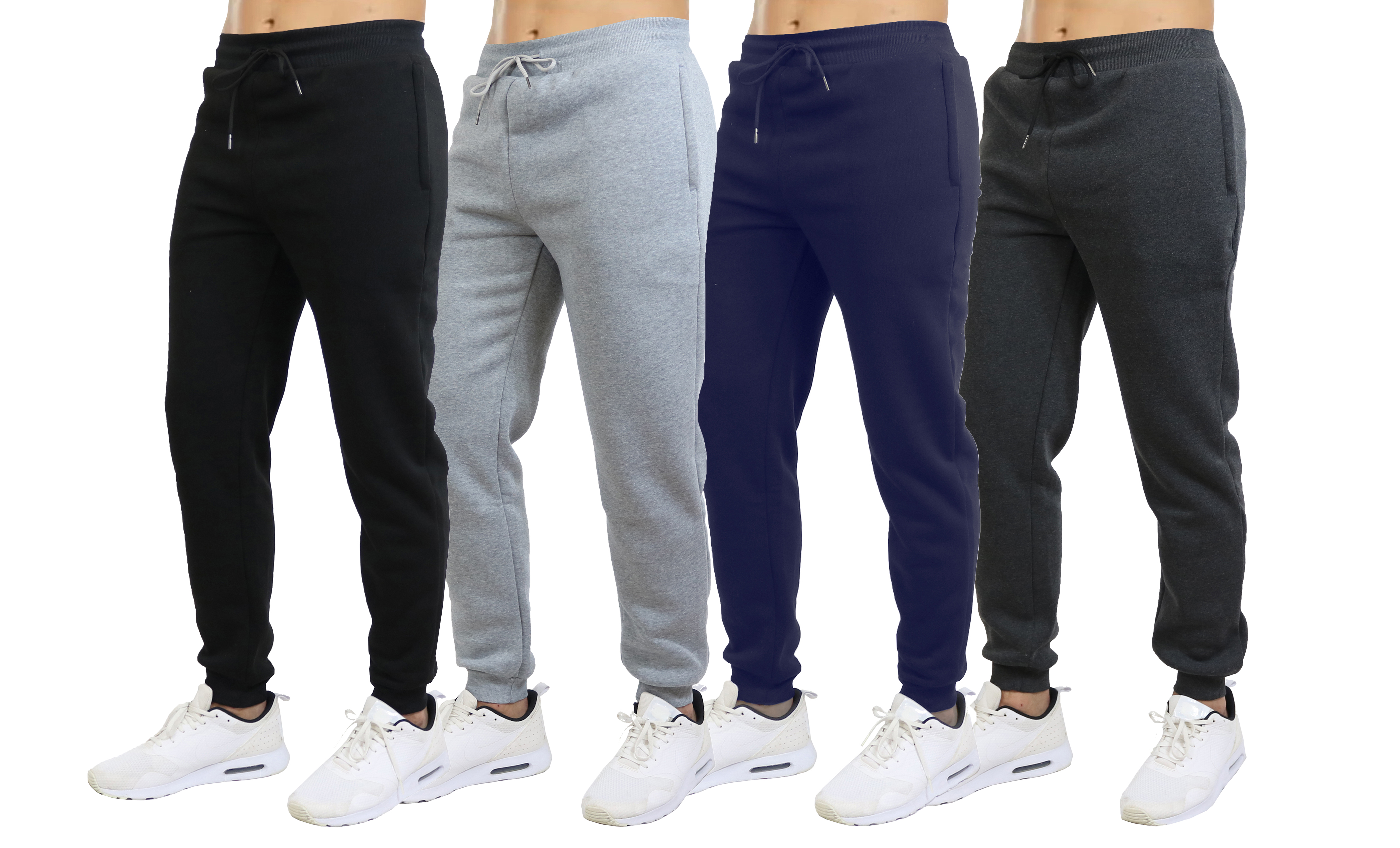 3Pk Mens Fleece-Lined Zip Joggers - Gallery 10