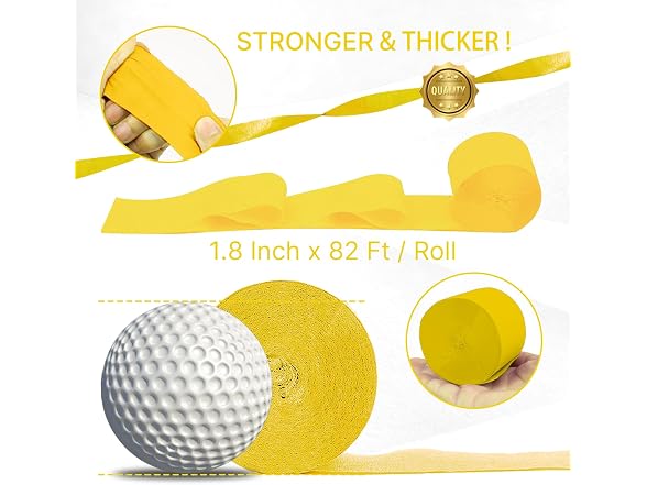 PartyWoo Yellow Crepe Paper 8pcs Pastel Yellow Streamers