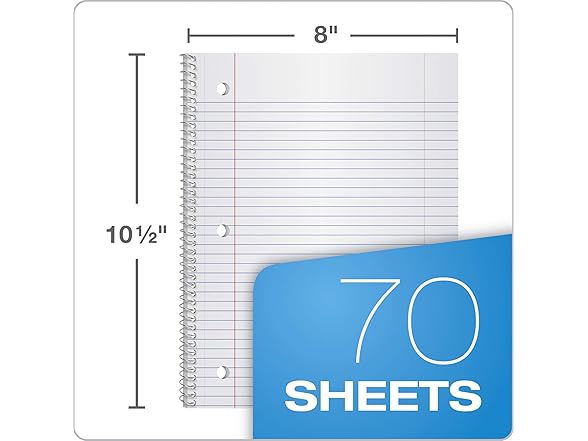 Oxford 1-Subject Notebook, 8x10-1/2