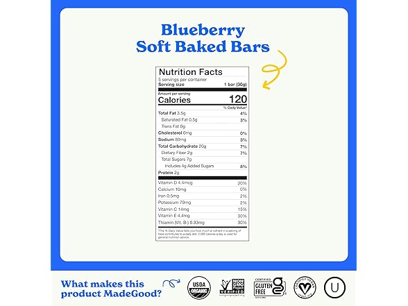 MadeGood Blueberry Bars 5ct
