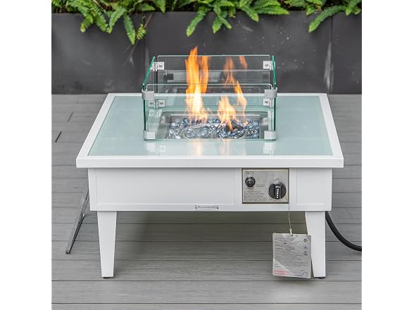 LeisureMod Walbrooke Modern Outdoor Square Fire Pit Table