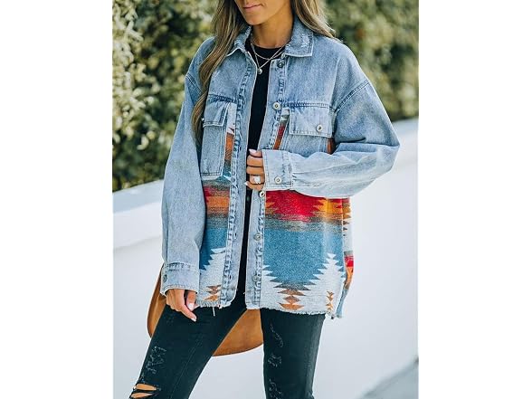 Unilexi Women (XL) Jacket Aztec Button Down Jean