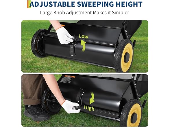GAOMON 26-Inch Push Lawn Sweeper, Black