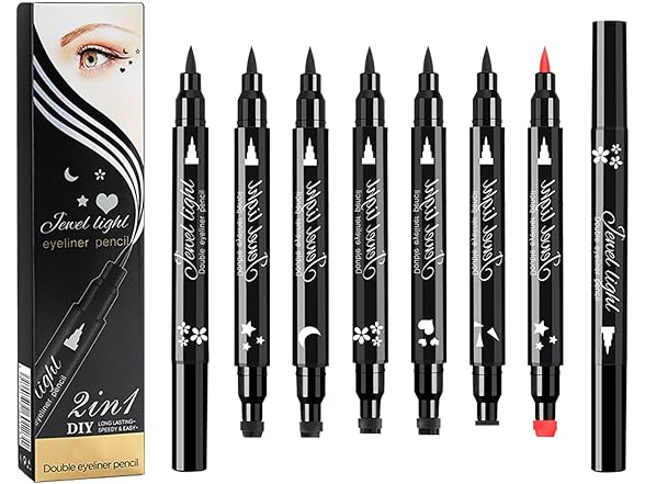Pinkiou 6Pcs Eyeliner Stamp Pen Set