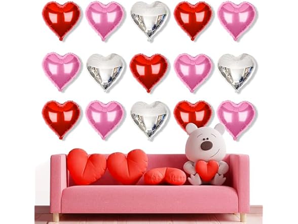 Upgraded Pink Silver and Red Balloons 