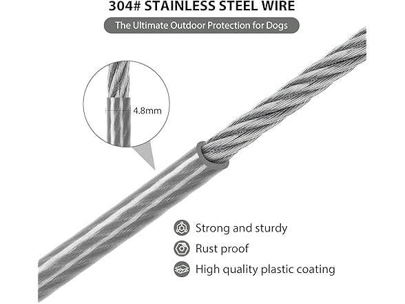 Betmaypet Dog Tie Out Cable- sliver