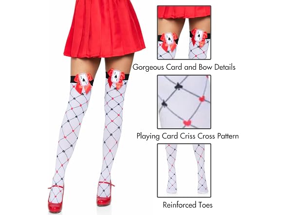 Leg Avenue Women's Woven Diamond Card Suit Thighs
