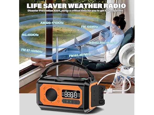 UYEIKMLOP 12000mAh Emergency Hand Crank Weather Radio