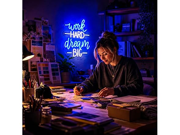 HSJNJKFU Work Hard Dream Big Neon Sign