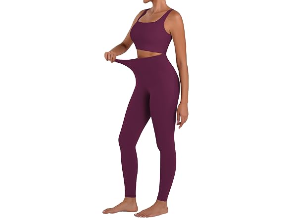 Sunzel Womens Leggings 25in M Black Cherry W/Pockets