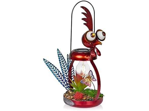 Alpine Corp Solar Rooster LED16in Red