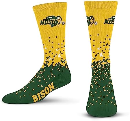 For Bare Feet NCAA NORTH DAKOTA STATE BISON Spray Zone Crew Sock Team Color Large