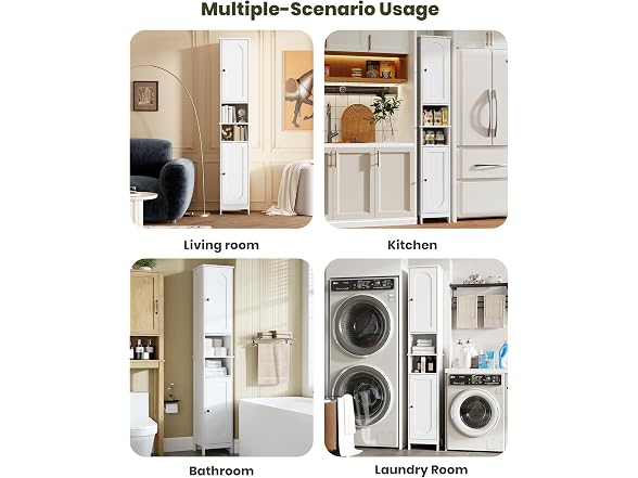 HAIOOU White Tall Narrow Storage Cabinet