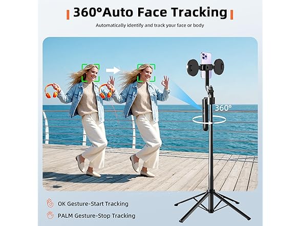 Euoto Face Tracking Selfie Stick Tripod