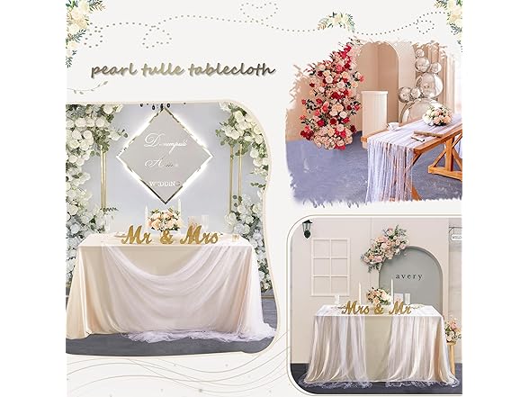 YOUMEHOME 60x120 Inch Pearl Table Cloth, 4PK