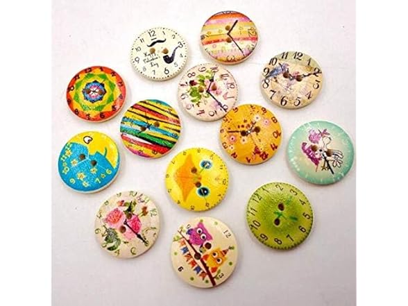 Mixed Random Wooden Clock Style Buttons