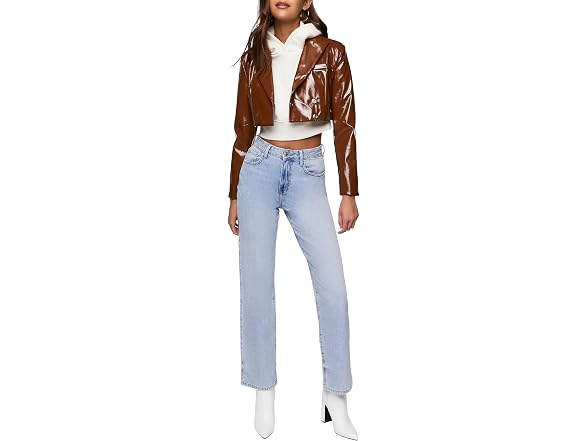 Forever 21 (S) Faux Patent Leather Cropped Blazer