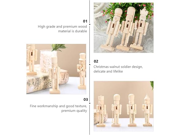ABOOFAN 6Pcs Christmas Wooden Unfinished Nutcracker Figurines