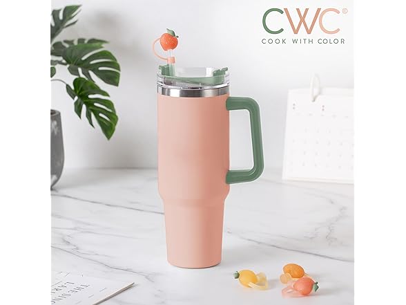 8 Pc Straw Covers for Tumblers Peaches