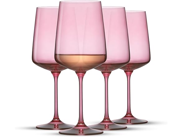 JoyJolt Sidney Stemmed White Wine Glasses, Set of 4
