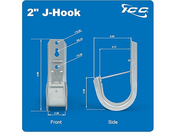 ICC 2-Inch Wall Mount J-Hook – 25-Pack