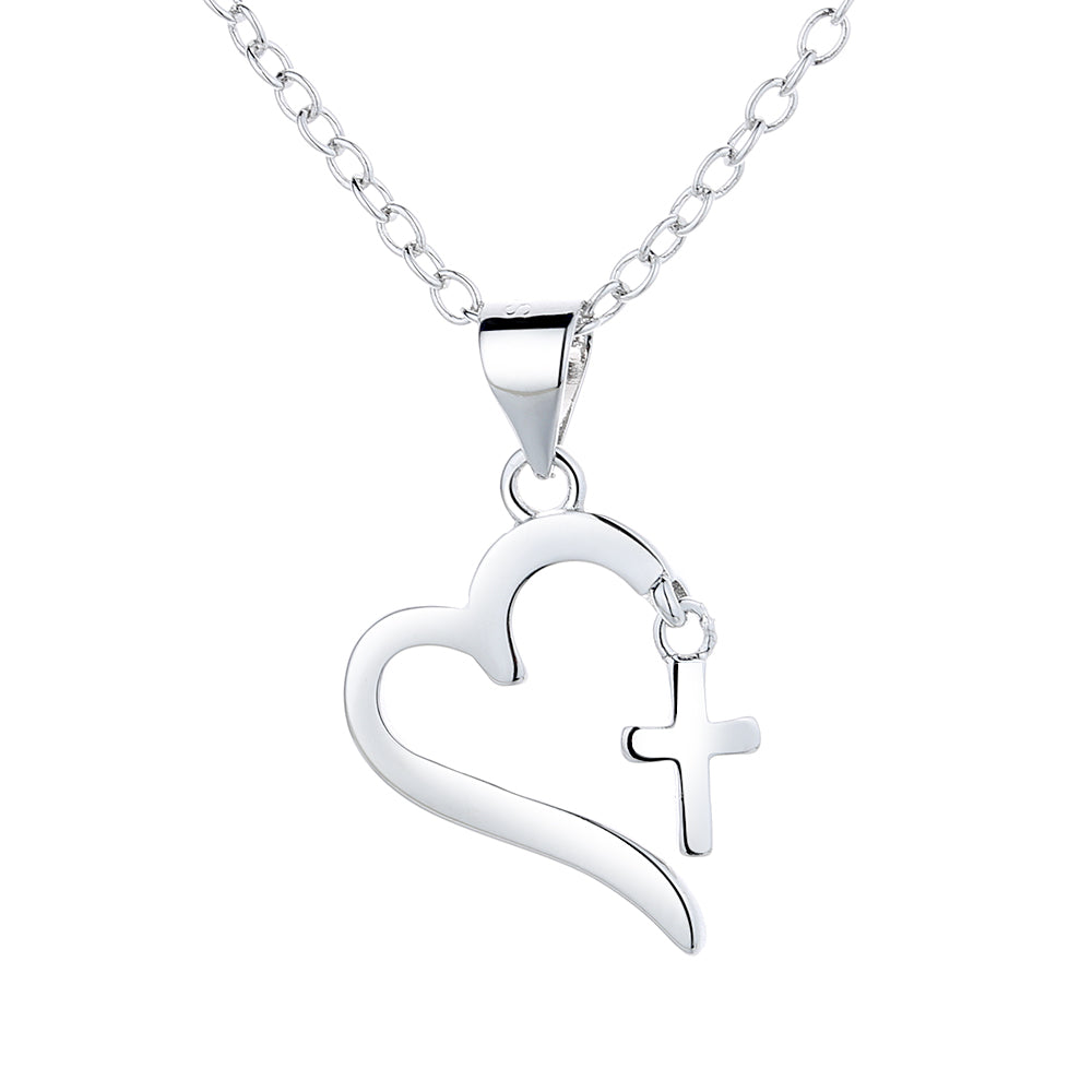 Cross and Heart Pendant Necklace - Gallery 4
