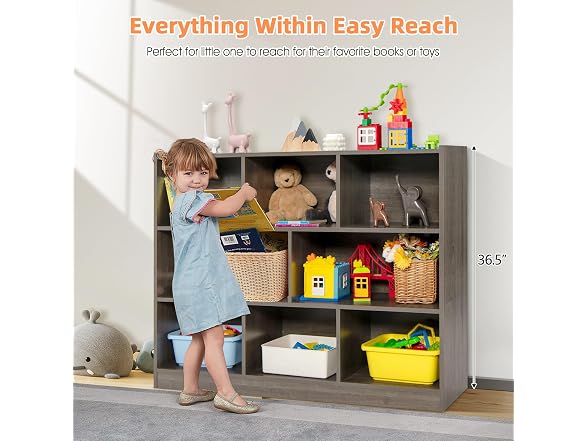 HOMGX Kids Montessori Shelf, 8-Cube Wooden Toy Storage Organizer