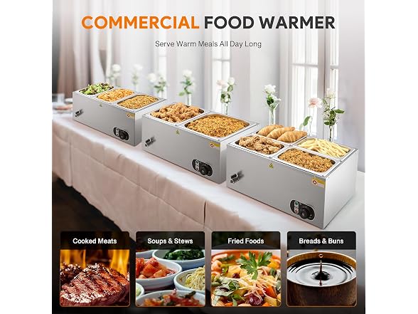 WILPREP Four 1/4 Pans Commercial Food Warmer