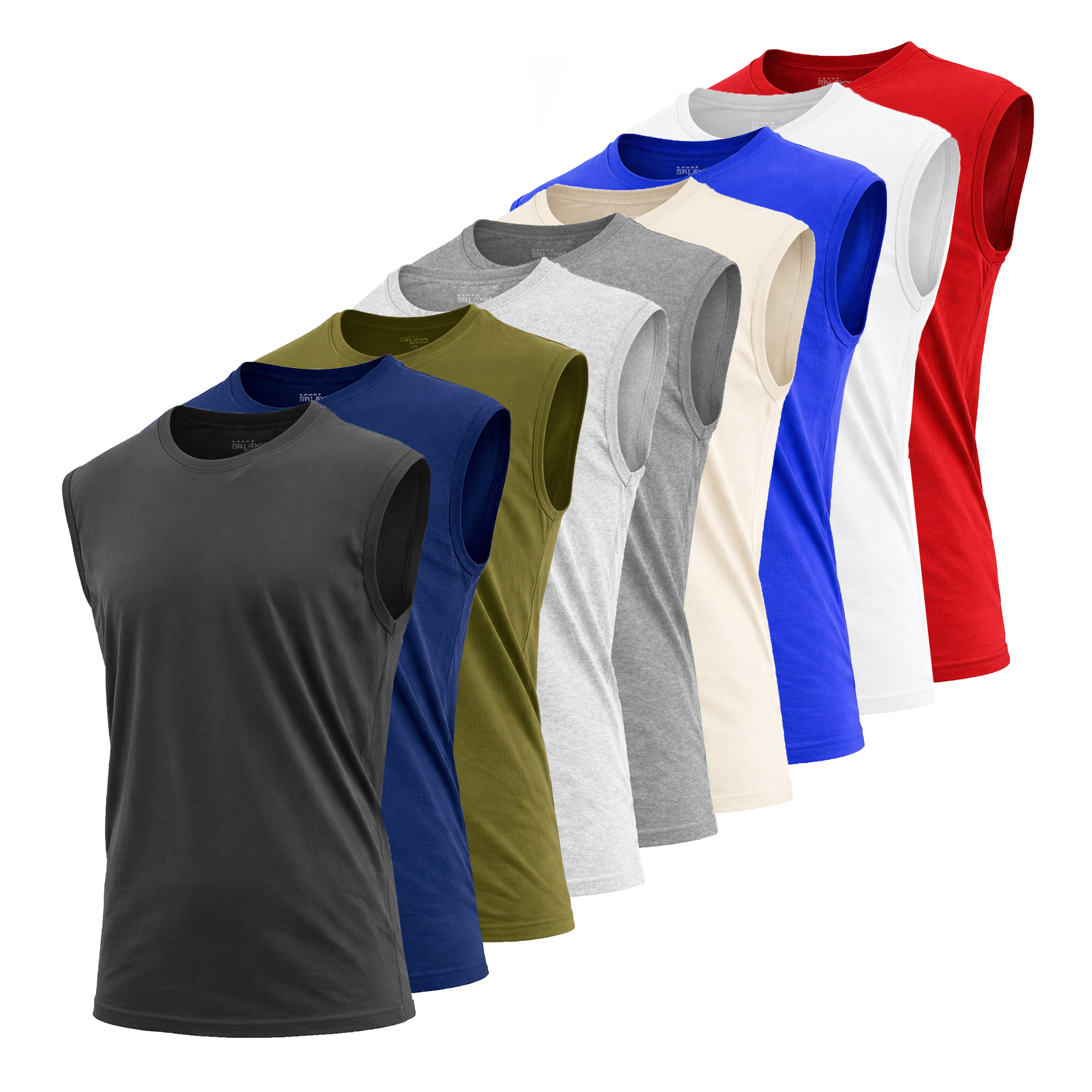 5Pk Mens 100% Cotton Muscle Tee - Gallery 8