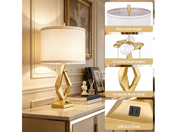 ROTTOGOON 24.5" Gold Lamps Set of 2