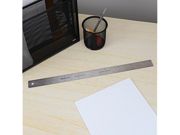 Westcott 18-Inch Stainless Steel Zero-Center Ruler