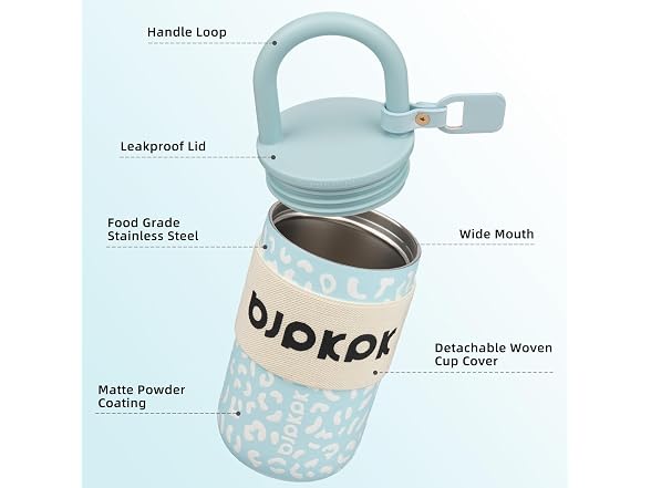 BJPKPK 13oz Insulated Tumbler Light Blue Leopard