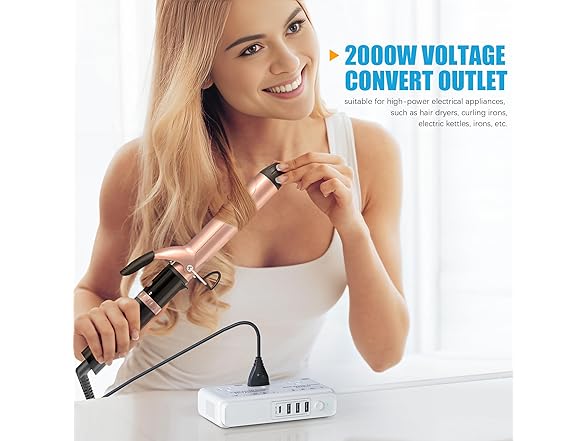 Kruuue 220v to 110v Voltage Converter Powerstrip