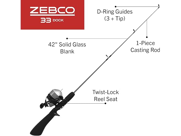 Zebco 33 Dock Spincast Reel and Fishing Rod Combo