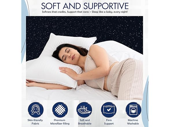 DLNIA Luxury Bed Pillows Queen Size Set of 2