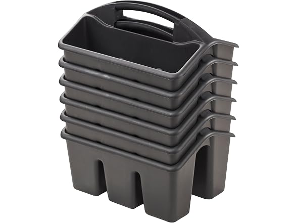 ECR4Kids 4-Compartment Small Storage Caddy Organizer, 6-Pack, Black