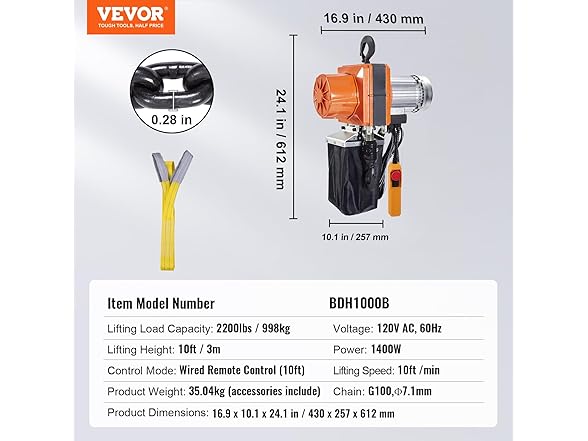 VEVOR Electric Chain Hoist