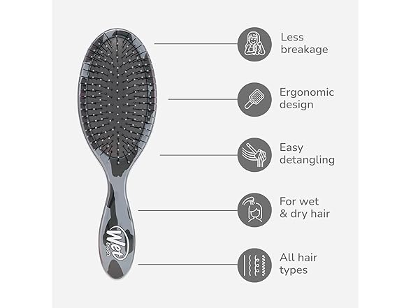 Wet Brush Original Detangler Hair Brush, Grey Leopard